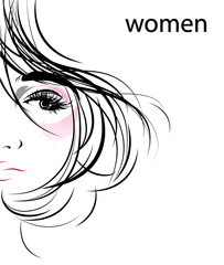 women hair style icon, logo women on white background