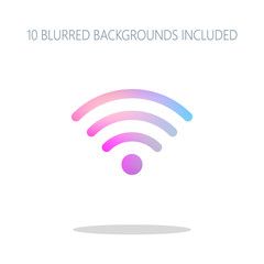 wi-fi icon. Colorful logo concept with simple shadow on white. 1
