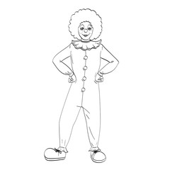 coloring bookclown raster. Theater, circus, a woman in a jester costume.