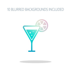 cocktail with lemon slice icon. Colorful logo concept with simpl
