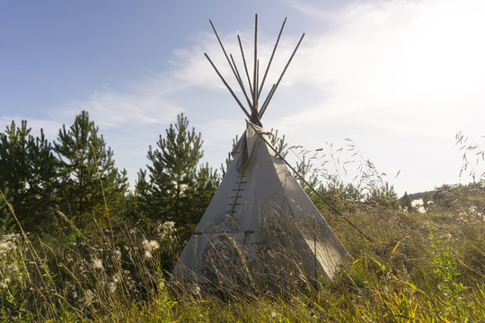 tipi - Native American tent - in the autumn landscape