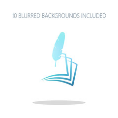 feather and paper. simple silhouette. Colorful logo concept with