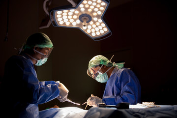 Team of Surgeons Operating in the Hospital.