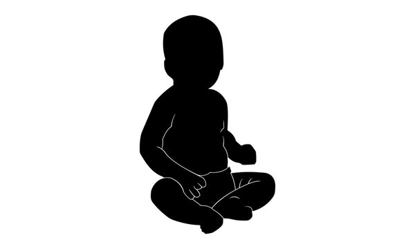 the baby's silhouette is sitting both hands above the thigh
