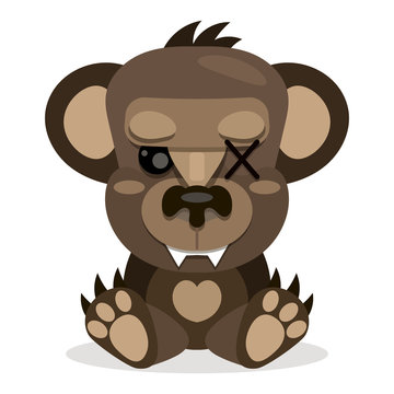 Cute Teddy bear smiling.Toy for children. Vector