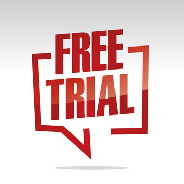 Free trial in brackets speech red white isolated sticker icon