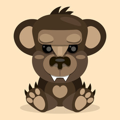 Cute Teddy bear smiling.Toy for children. Vector