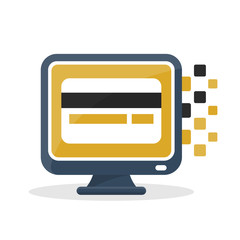 Vector illustration icon with digital communication concept about credit or debit card electronic transactions