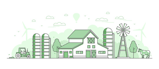 Eco farming - thin line design style vector illustration