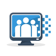 Vector illustration icon with digital communication concept, about community information media in cyberspace