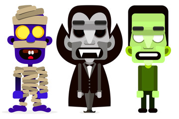 Dracula, the mummy and zombie set of monsters.