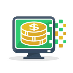 Vector icon illustration with the concept of digital communication, about earning money from the internet