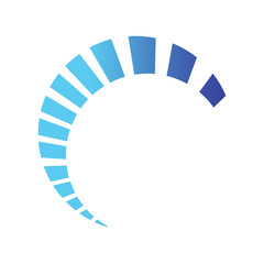 Half circle loading swoosh vector design on blue color shades