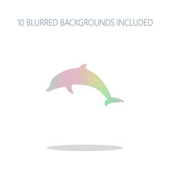 silhouette of dolphin. Colorful logo concept with simple shadow
