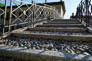 Cobblestone bridge over the water canal