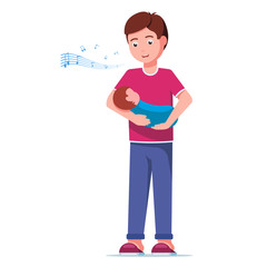 Father singing a lullaby song to her baby