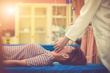 CPR training with CPR doll and Ambu Bag.