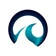 Abstract circle logo with road vector in negative space style design