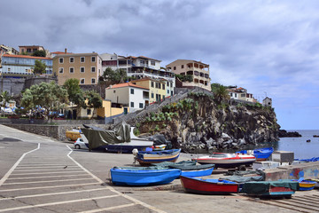 Fototapeta na wymiar Camara de Lobos, traditional fishing village near Funchal, Madeira island, inspired Winston Churchill for paintings