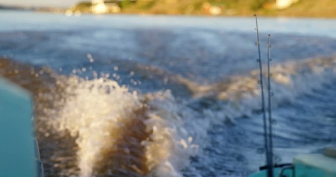 Boat wake in the river 4k