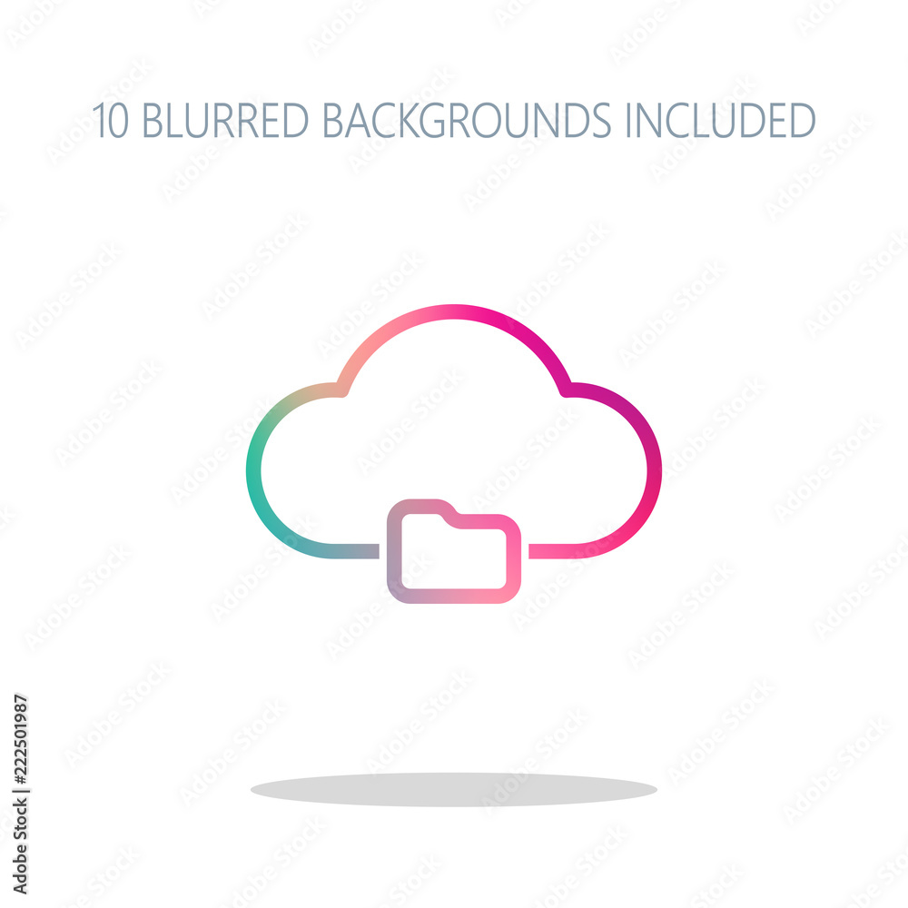 Poster outline simple cloud and folder. linear symbol with thin outline