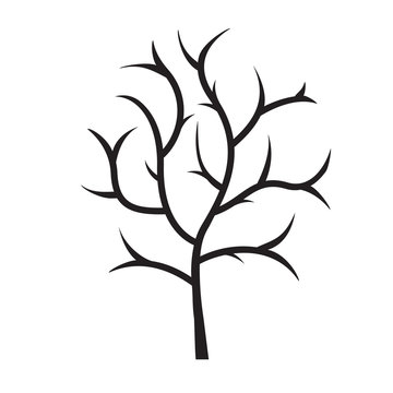 Shape of Black Tree and Icon. Vector Illustration.