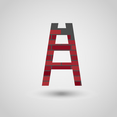 ladder with red bricks, construction, building concept