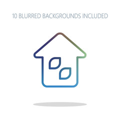 Simple house icon. Linear icon with thin outline. Colorful logo