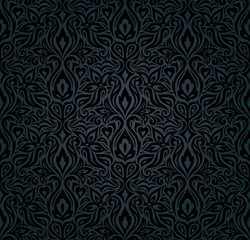 Floral decorative vintage seamless Background Black trend in vintage style