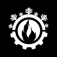 Hot and cool with gear color logo vector design