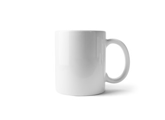 Blank tea cup or coffee mug isolated on white background. Responsive design mockup. Clipping path.