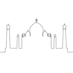 Muslim mosque continuous line. Vector illustration