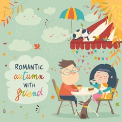 Couple in love on a date in the cafe