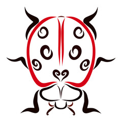 Ladybug with spiral stains and heart, pattern
