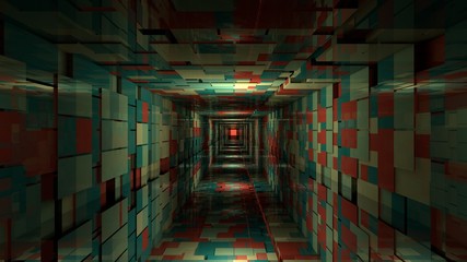 3d render abstract background. Long corridor.