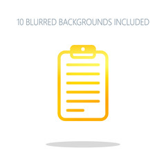 tablet, paper with text. Colorful logo concept with simple shado