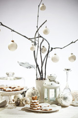 Place setting for Christmas in white