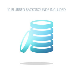 Coin stack icon. Colorful logo concept with simple shadow on whi