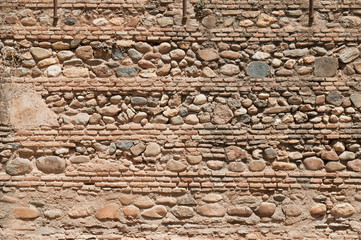 Steinmauer, Alcazaba, Alhambra, Granada, Andalusien, Spanien