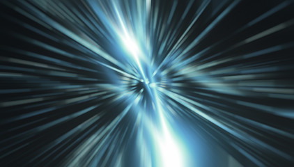 Fractal explosion star with gloss and lines. Lights blue background with rays. Flash light. Illustration beautiful.