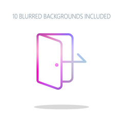 Exit icon. Linear, thin outline. Colorful logo concept with simp