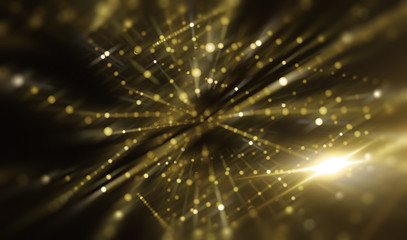 Lights Gold Abstract Background With Rays. Illustration Beautiful.