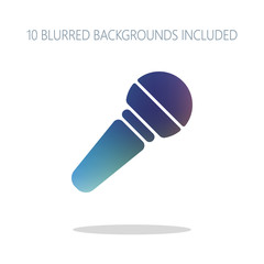 Hands microphone icon. Colorful logo concept with simple shadow