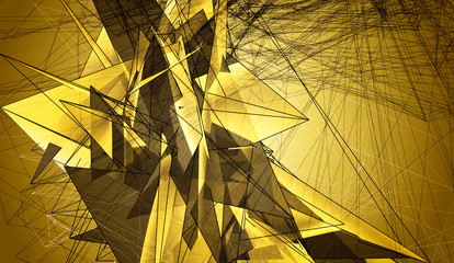 Polygonal Gold Mosaic Background. Beautiful Illustration.