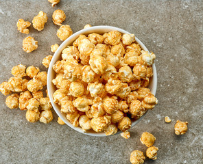 bowl of caramel popcorn