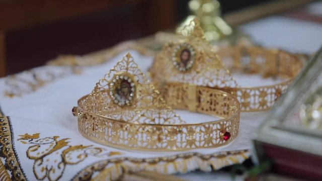 two crowns for wedding ceremony in the Church