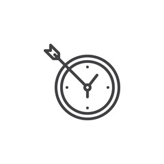 Target time outline icon. linear style sign for mobile concept and web design. Clock and arrow simple line vector icon. Symbol, logo illustration. Pixel perfect vector graphics