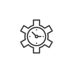 Time management outline icon. linear style sign for mobile concept and web design. Clock in a gear simple line vector icon. Symbol, logo illustration. Pixel perfect vector graphics