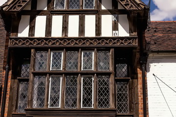 British vintage house windows in the old town.