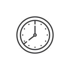 Clock time outline icon. linear style sign for mobile concept and web design. Circle watch simple line vector icon. Symbol, logo illustration. Pixel perfect vector graphics